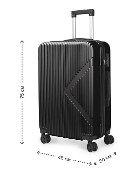 Чемодан на колесах L (48х30х75см) геометрия черный ABS 000000000001226510