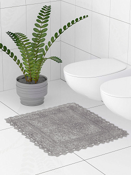 Коврик для туалета 50x50см DE'NASTIA кружево светло-серый хлопок 000000000001213786