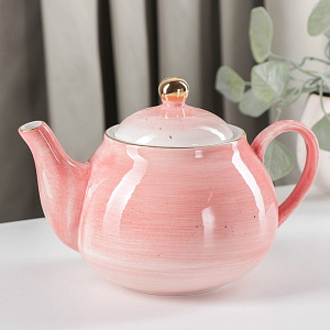 Сервиз чайный 15 предметов (чашка-6шт/блюдце-6шт/молочник/чайник/сахарница) ДОЛЯНА Млечный путь розовый фарфор 000000000001210618