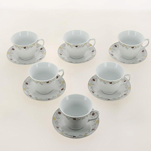 Набор чайный 12 предметов 220мл (6 чашек + 6 блюдец) GUTERWAHL ВЕНЕРА алиот ПУ фарфор 114-19002 000000000001205649