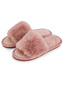 Тапочки домашние 38-39 женские меховые открытые розовый полиэстер/ПВХ 000000000001228870