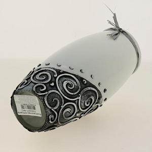 Ваза стеклянная бочка 23,5 см, Барельефный рисунок  с ленточкой Раффа 7735/230/77-641.2 000000000001191053