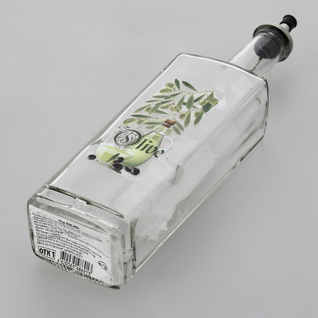 Бутылка с металлическим дозатором LARANGE для оливкового масла 500 мл, с рецептом приготовления, стекло, артикул 626-400 000000000001202853