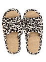 Тапочки домашние 40-41 женские открытые леопардовый бант молочный полиэстер/ПВХ 000000000001228904