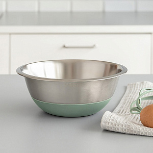 Миска для смешивания продуктов 22см 1,9л DE'NASTIA силиконовое дно мятный нержавеющая сталь 000000000001222308