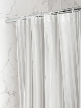 Шторка для ванной 180x200см DE'NASTIA mat stripe серый ПЕВА 000000000001226765