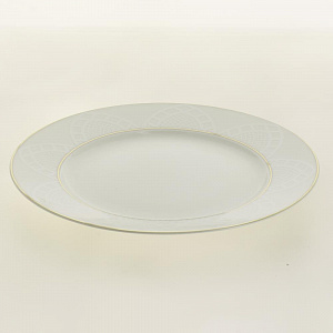 Тарелка обеденная D27см DE'NASTIA KALIPSO белая с золотой каймой фарфор 000000000001209952