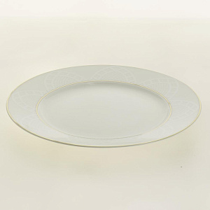 Тарелка обеденная 27см DE'NASTIA KALIPSO белая с золотой каймой фарфор 000000000001209952