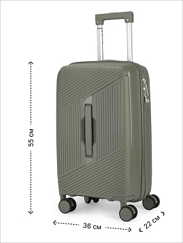 Чемодан на колесах S (36х22х55см) полосы хаки PP 000000000001226555