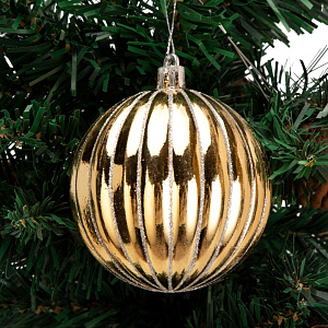 Декоративное украшение Набор шаров 4шт 8см Рельеф серия Золотая пластик 000000000001224104