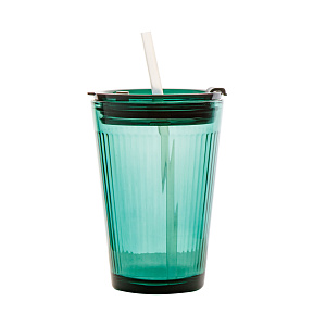 Стакан для напитков 385мл GARBO GLASS с трубочкой стекло 000000000001217345