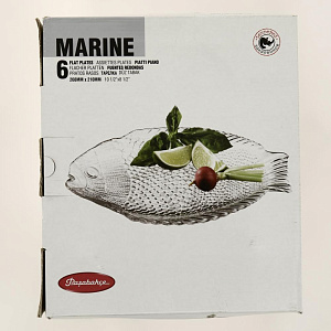 MARINE Набор тарелок-рыба 6шт 26х20,6см PASABAHCE стекло 000000000001004685