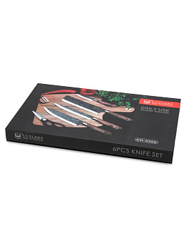 Набор ножей 6предметов(нож-измельчитель 20см, шеф-нож 19,4см, нож для мяса 19,4см, нож для овощей 9см, ножницы, овощечистка) нержавеющая сталь/пластик 000000000001228524