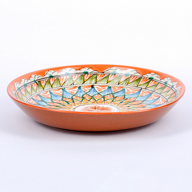 Блюдо (ляган) 25см ROSHIDON CERAMIK рисунок мехроб оранжевый керамика UZ334/UZ418 000000000001211853