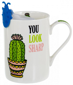 Кружка заварочная 310мл BALSFORD Кактус силиконовое сито подарочная упаковка фарфор 000000000001197858