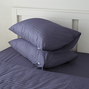 Наволочки 50x70см 2шт DE'NASTIA сиреневый страйп-сатин 1см хлопок 100% 000000000001226092