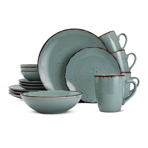 Набор столовой посуды 16 предметов кайма мятный керамика 000000000001223320