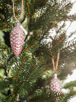 Набор декоративных украшений Шишка Еловая 2шт 7см БИРЮСИНКА розовый стекло 000000000001180008