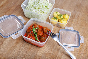 Набор емкостей для продуктов HELSINKI квадратных 3шт (0,4л; 0,8л; 1,5л) натуральный PLAST TEAM PT1316НАТ-16 000000000001186049