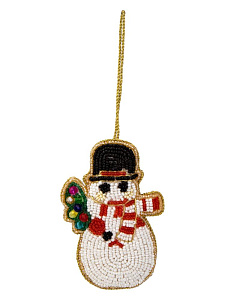 Декоративное украшение 11х7,5х2,5см DE'NASTIA Снеговик белый бисер/поролон 000000000001229681