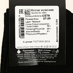 Носки мужские р27-29 ГАММА хлопок С579_27_29 000000000001203867