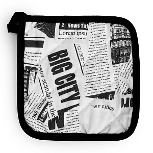 Набор кухонный (рукавица 18х26см + прихватка 17х17см) LUCKY Газета черно-белая хлопок 100% 000000000001218575