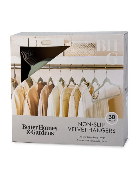 Набор плечиков для одежды 45х22см 30шт антискользящие мятный пластик/флок 000000000001229808