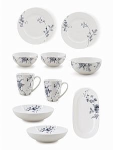 Набор столовой посуды DE'NASTIA Флер Графит белый фарфор CE00597 000000000001229635