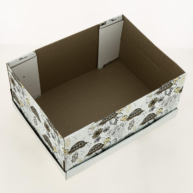 Коробка для хранения Черепашки 370x280x180мм белый/бурый Крышка-дно Т23 Е Д20104/№2 000000000001205101