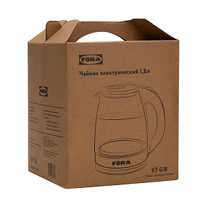 Чайник электрический 1,8л FORA светодиодная подсветка стекло/пластик 000000000001224387