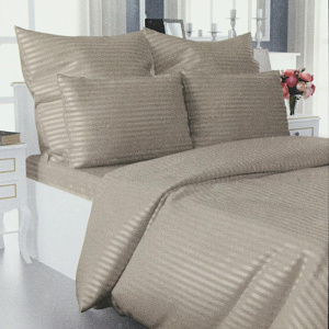 Проcтыня 210x240см DE'NASTIA бежевый страйп-сатин 1см хлопок 100% 000000000001208198