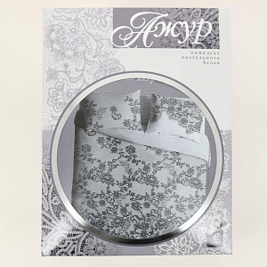 Комплект постельного белья евро Павлина Ажур Гипюр бязь вид 2 серый 125гр/м2 100% хлопок 000000000001203569