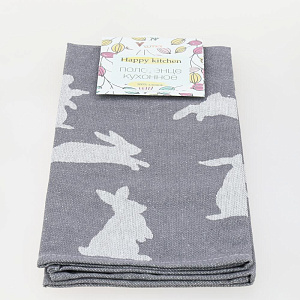 Полотенце кухонное 40х60см Зайчики сильвер-990 жаккард хлопок-100% 000000000001215453