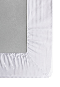 Проcтыня на резинке 180х200+25см DE'NASTIA белый страйп-сатин 1см хлопок 100% 000000000001212969