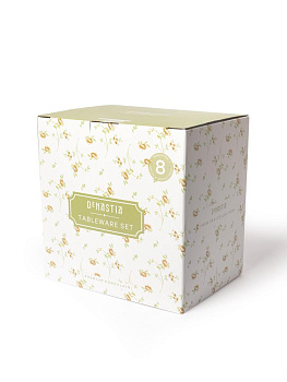 Набор столовой посуды 8 предметов DE'NASTIA Provence dinner цветочный принт зеленая кайма фарфор 000000000001231318