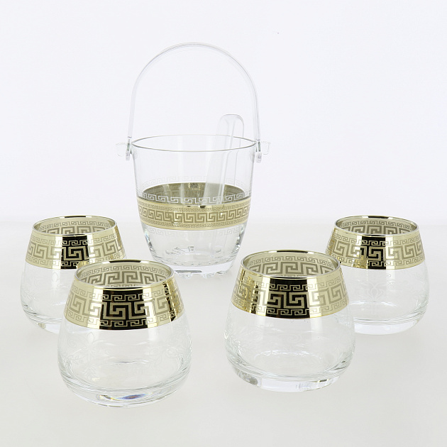 Набор для виски ПРОМСИЗ Барокко (Ведро для льда + щипцы + стакан-4шт) стекло 000000000001207840