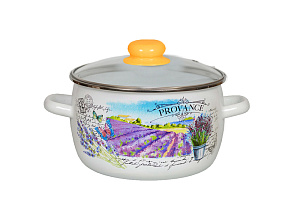 Кастрюля эмалированная со стеклянной крышкой, форма сфера 4л Лаванда прованс 1RC201S 000000000001195877