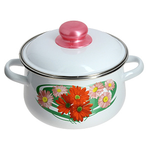 Кастрюля 2л СТАЛЬЭМАЛЬ Летние цветы коническая форма эмалированная сталь 000000000001136696