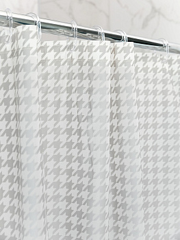 Шторка для ванной 180x200см DE'NASTIA гусиные лапки серый ПЕВА 000000000001219874