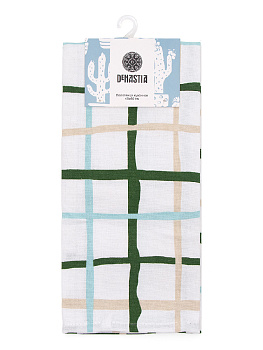 Полотенце кухонное DeNASTIA Коллекция "Кактусы" 40x60см Хлопок70%/ПЭ30%  белый/голубой D000202 000000000001202898