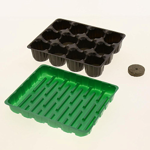 Набор для рассады СТРОЙРЕМОНТ с торфяными таблетками 12шт кассет, поддон 000000000001184039