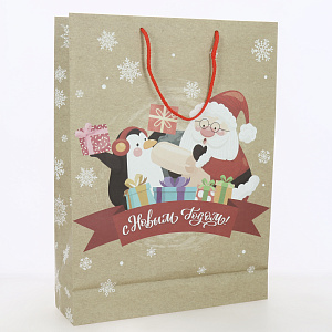 Сумка бумажная 44,5х32,4х10см ОПТИМА крафт 000000000001215513