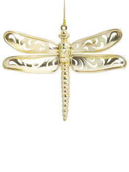 Новогоднее подвесное елочное украшение Стрекоза золотая из полипропилена 12,5x11x0,5см 82294 000000000001201802