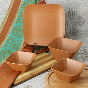 Миска квадратная 14,5х14,5х7,5см MOULIN VILLA коричневая TSF-02-BR 000000000001120858