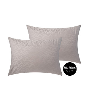 Наволочки 50х70см-2шт DE'NASTIA JQ зигзаг серый сатин хлопок-100% 000000000001215583