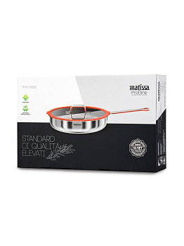 Сковорода с крышкой 24см MATISSA красный нержавеющая сталь/силикон/стекло 000000000001217731