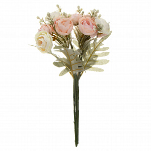 Цветок искусственный букет Чайная роза 30,2см розовый 000000000001218413