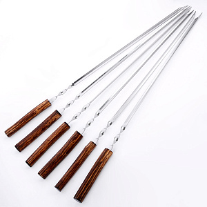 Набор шампуров уголок 6шт 65см деревянная лакированная ручка ЭКО в тубе нержавеющая сталь 000000000001211092