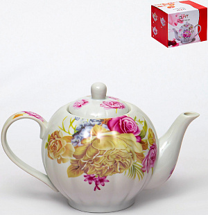 Чайник фарфор 1000мл подарочная упаковка Флора Весеннее настроение Olaff 124-01201 000000000001200551