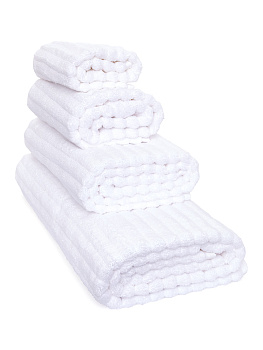 Полотенце махровое 70x130см DE'NASTIA Узкая Волна 500гр белый хлопок 000000000001211687